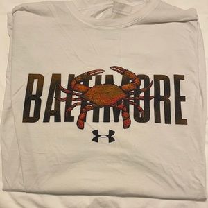 White UA Baltimore crab shirt